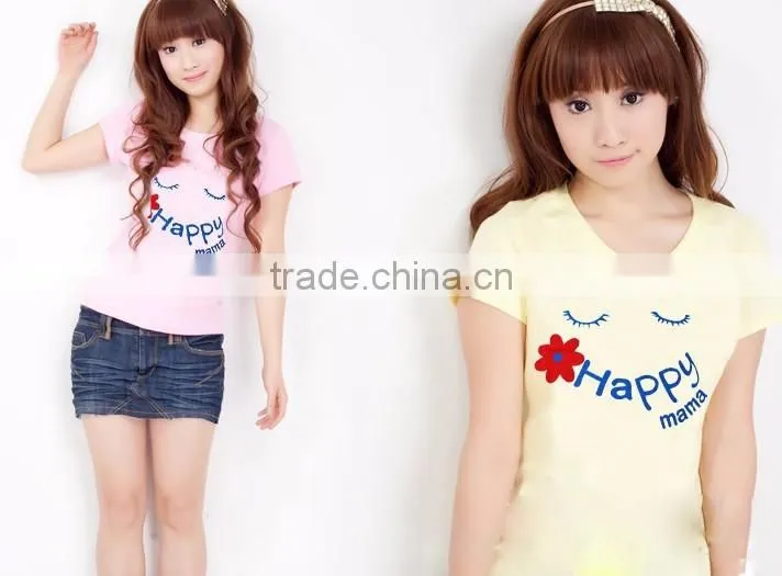 Print custom fashion ladies basic t-shirt design wholesale china Cabbage price come on