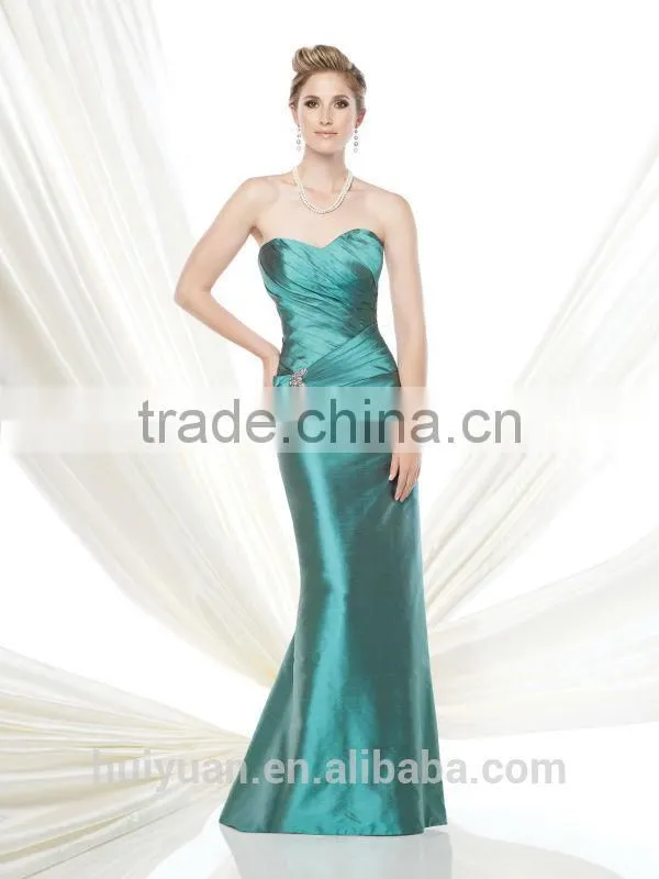 newest satin beaded sleeveless mother bridal party dress