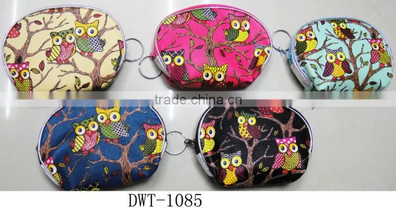 Fashion hot popular pvc leather cheap gift owl purse