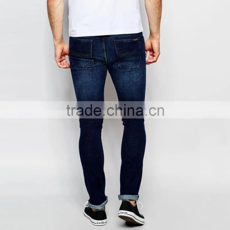 blue washed slim mens skinny jeans custom brand and logo