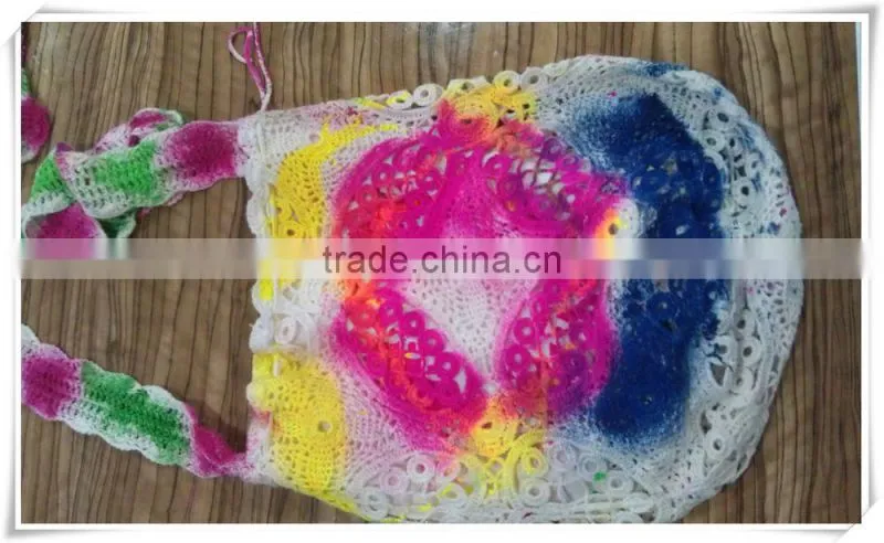 2015 New design 100% cotton handmade fashion embroidered luxury crochet handmade shoulder bag