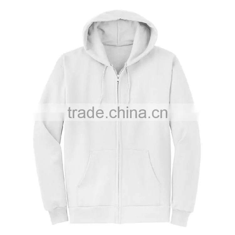 Wholesale Zip Up 65% Polyester 35% Cotton Plain Fleece Men's Hoodie Manufacturers