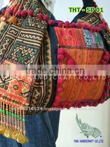 Embroidered HMONG Hill Tribe Tote Handmade Hand Bag