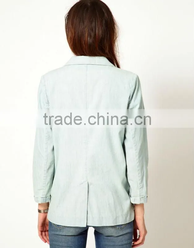 2014 Hot Chambray Blazer Women Fashion for Autumn