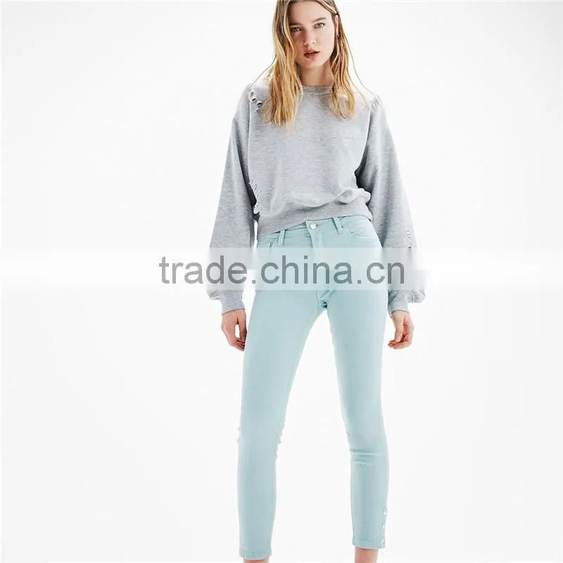Korean Fashion Designs Casual Pure Color Skinny Fit Trousers Womens