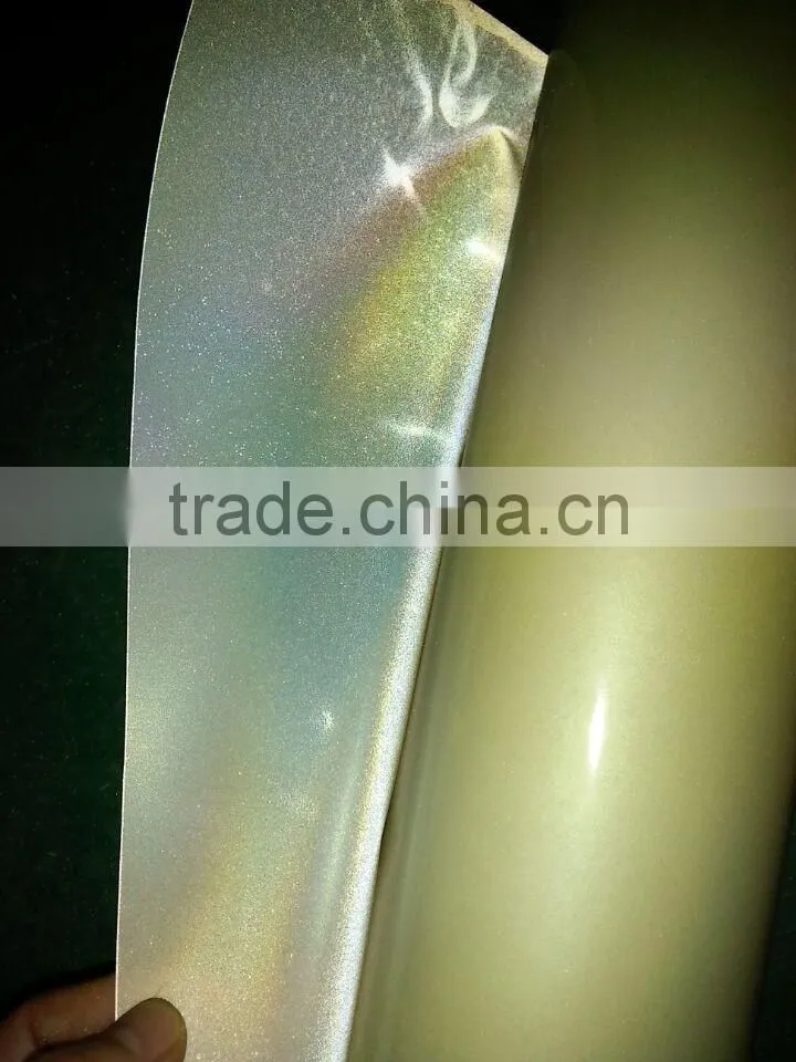 silk screen printing logo transparent PET glass beads reflective rianbow film