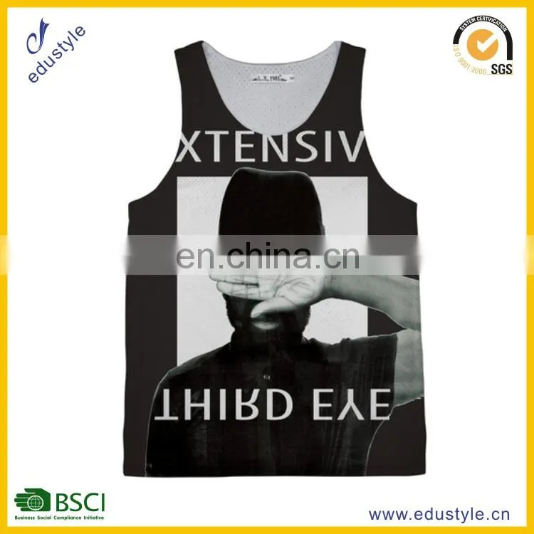 2015 new mens tank top wholesale sublimation tank top/custom gym tank top