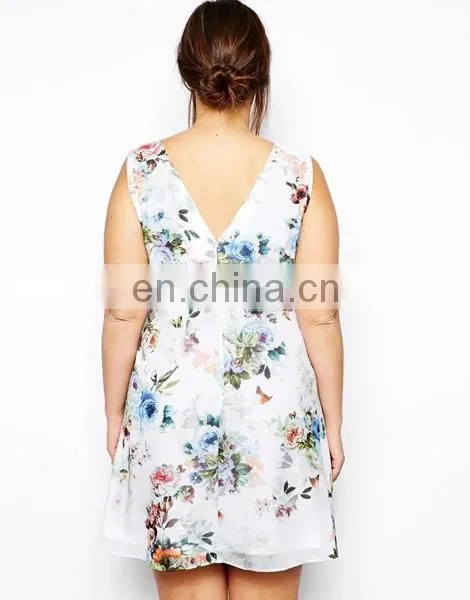 Floral print fat women clothes plus size cocktail dress plus size party dress
