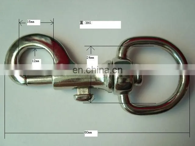 Round and flat shape silver metal hook buckle ,metal dog snap hook