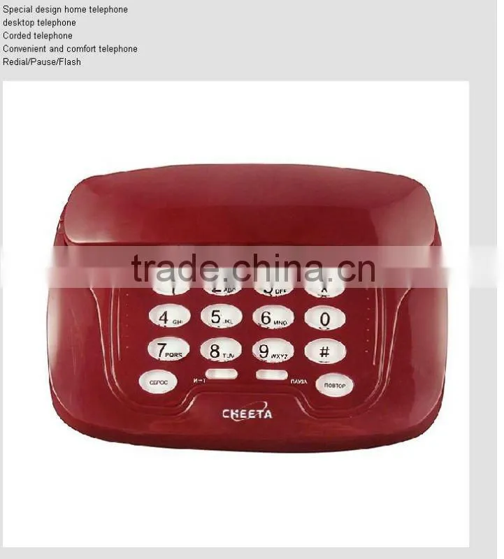 Red color corded basic telpehone hotel telephone