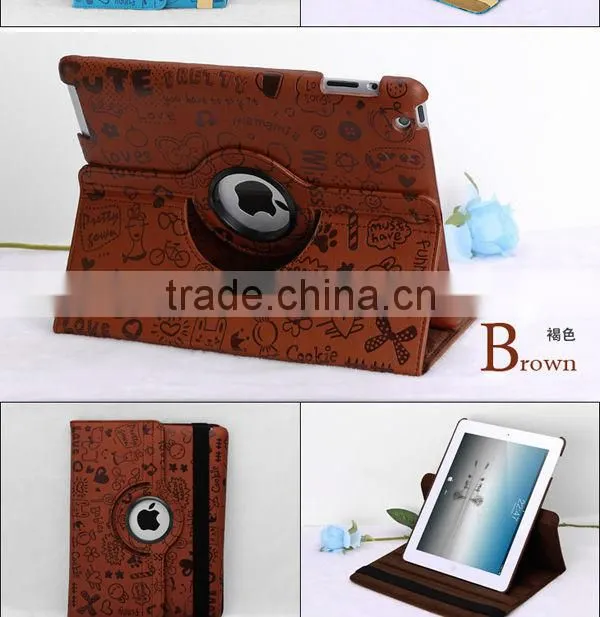 360 degree rotate for ipad case, for ipad 4 case with stand