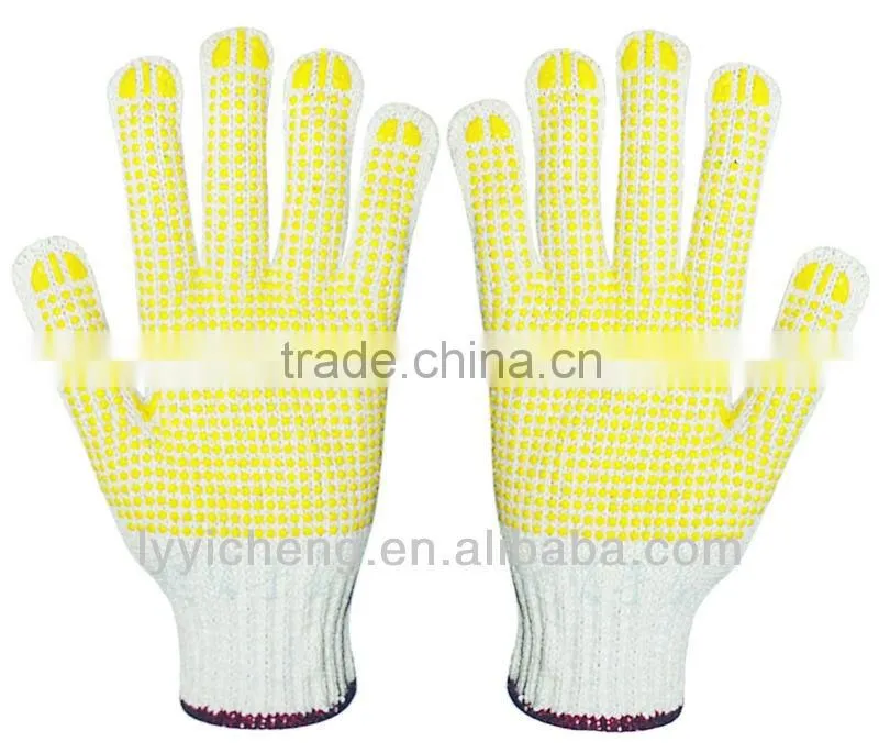 10guage natural white pvc dotted gloves