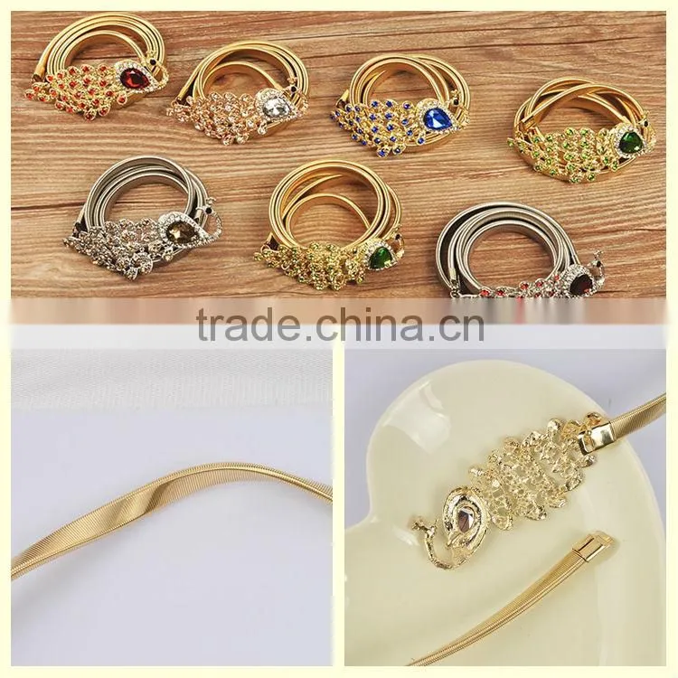 2014 new luxury jewelry dance costume peacock body belly chain