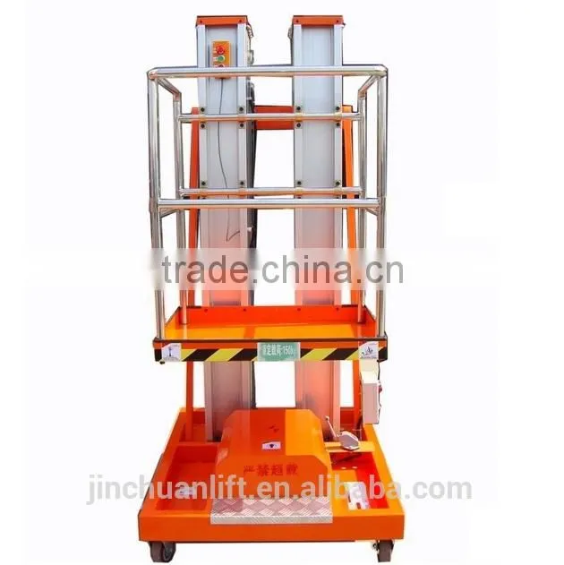 mobile hydraulic electronic single mast aluminum alloy lift platform/table/ladder