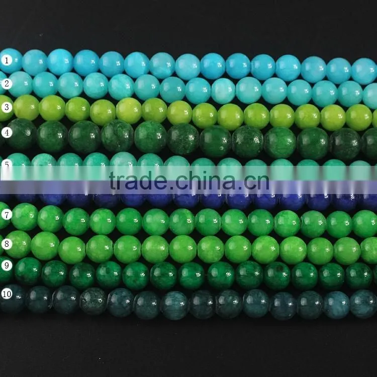 YJ1122-4 Dark green dyed jade stone beads strand for jewelry making