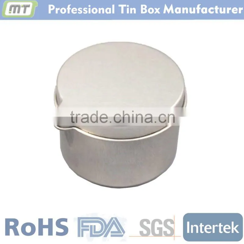 small metal tin for candle wax with spout
