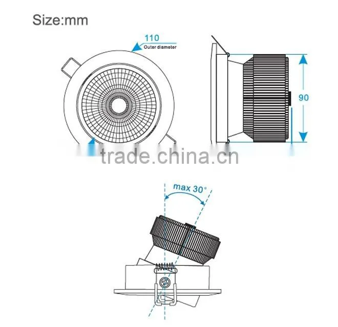 China factory 2016 hot sales 15W cob led downlight with 5 years warranty