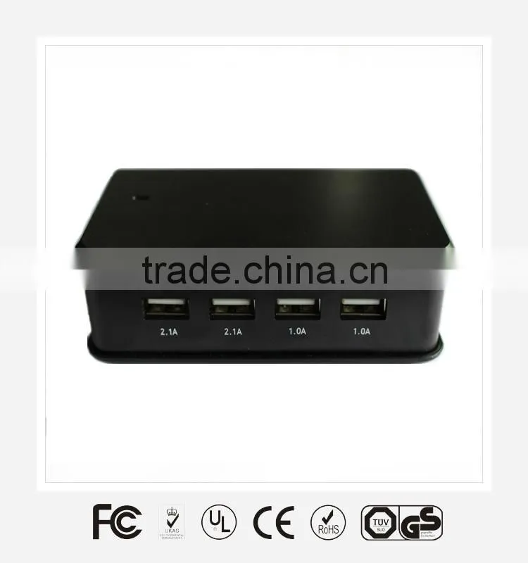4 ports usb desktop travel charger approved by UL CE FCC certificates