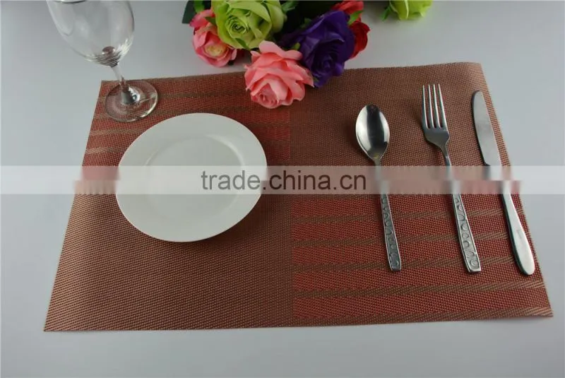 Red classics Non-slip Insulation Moor Crossweave Woven PVC Non-slip Insulation Placemat Washable Table dish Mats