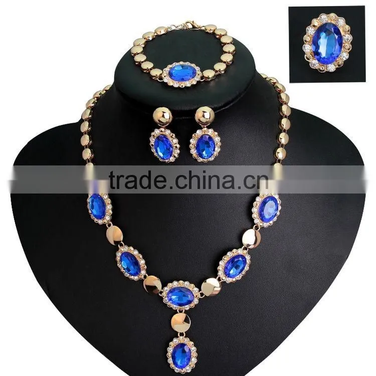 European And American Fashion Green Color Crystal Alloy Rhinestone Jewelry Set