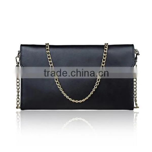 Ladies Leather Clutches Party Evening Bag With Removable Golden Chain Shoulder Strap