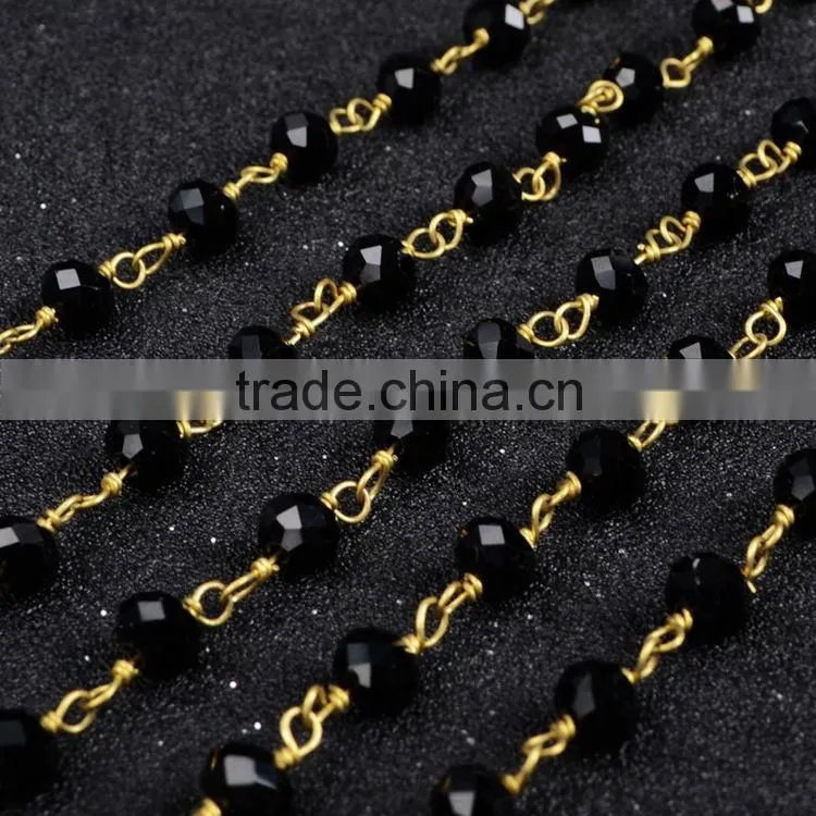 $4/meter by Trade Assurance- Cheap Natural black agate stone beaded chains for necklace jewelry DIY