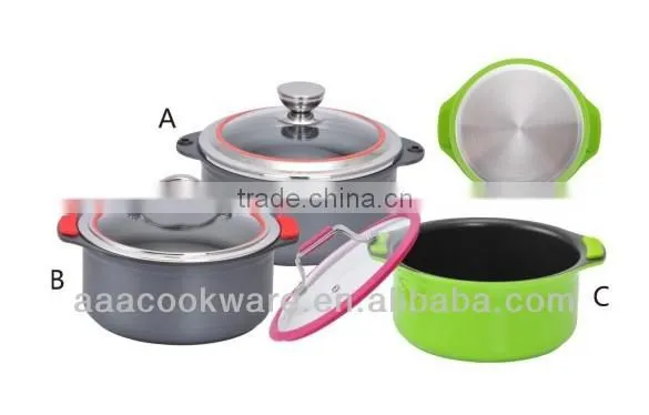Aluminium Pots Set With Colorful High Temperature Paint