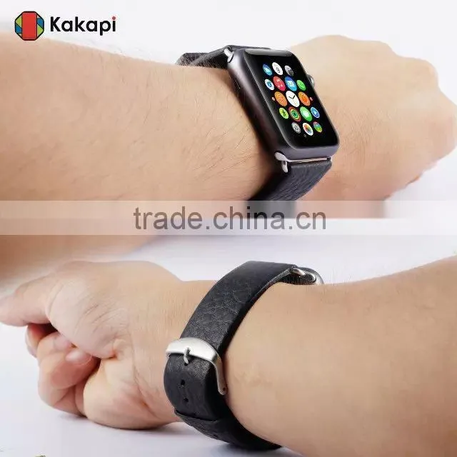 38mm Genuine Leather Strap Wrist Band Replacement Metal Clasp for Apple Watch All Models 38mm MT-3913