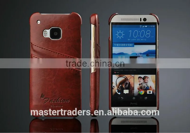 Original Fashion Wax Grain PU Leather Back Cover Case With Card Slot For HTC One M9 MT-3556