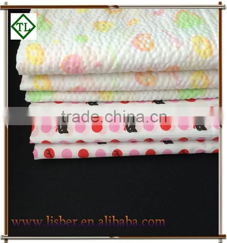 100% cotton 125gsm seersucker shirting fabric