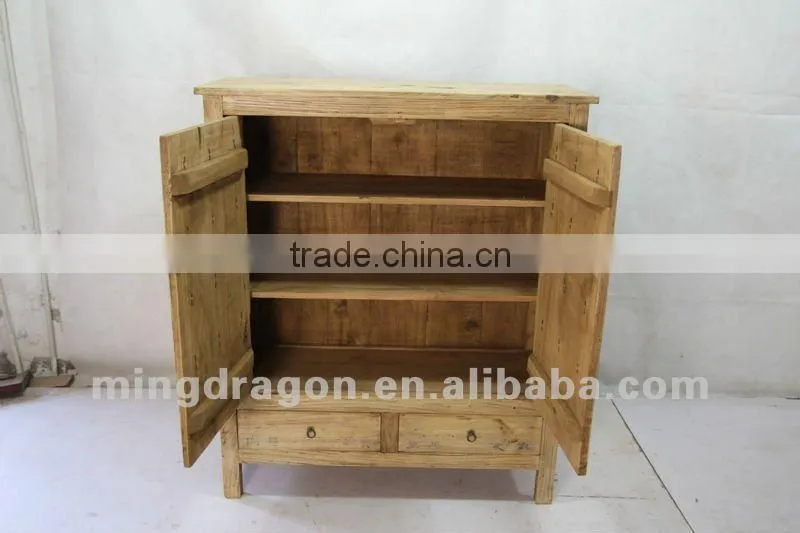Chinese antique furniture pine wood shanxi medicine cabinet style two door two drawer cabinet