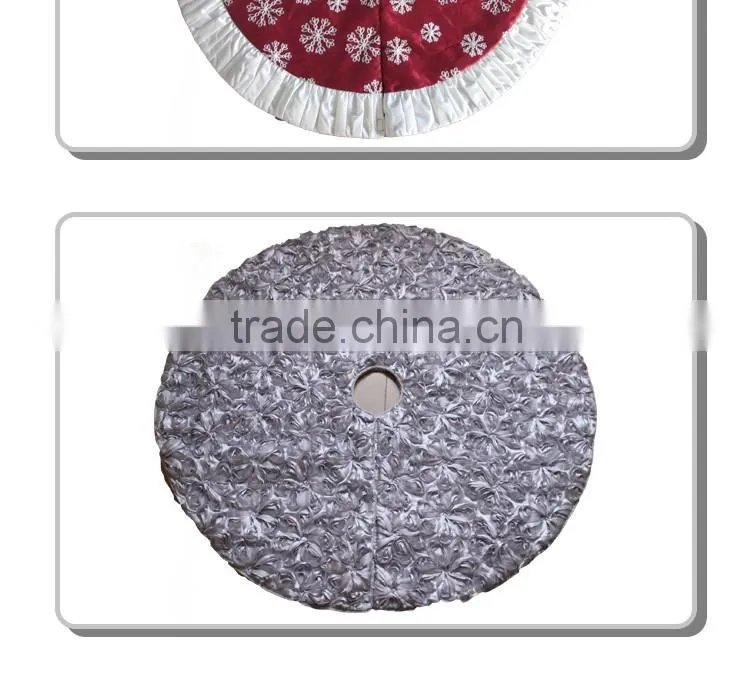 new design burgundy rose decorative christmasTree Skirt