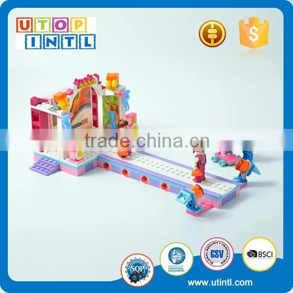 Educational kids interlocking sweet villa building block toy set for girl