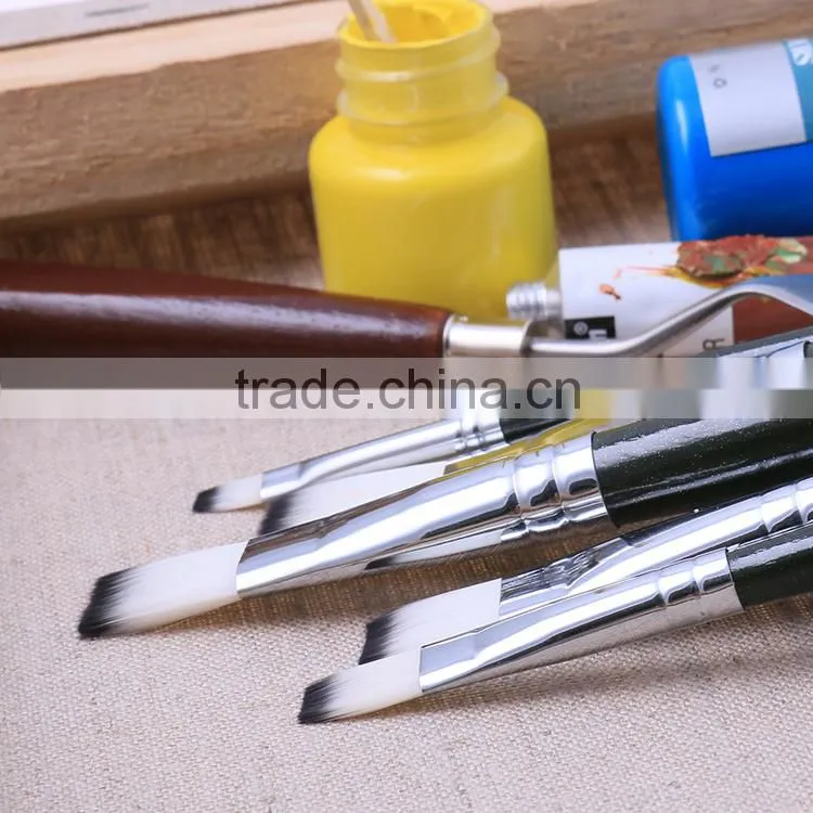 Free Sample 6pcs Set Fine Nylon Hair Wooden Handle Artsit Painting Brush