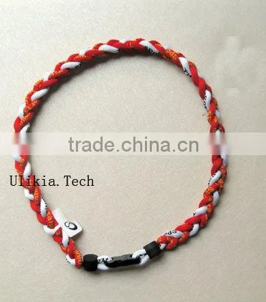 2011 Hot selling Germanium&Titanium Tri braided sports necklace with 18colors
