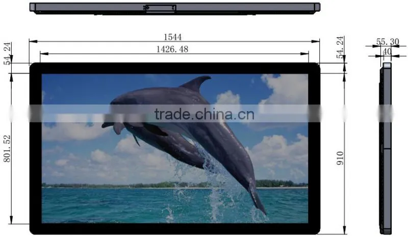 65 Inch indoor wall mounted digital signage advertising player with single version
