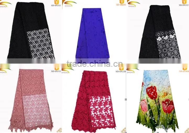 2016 Wholesale Beautiful embroidered italian african lace fabric for party dress and cloth