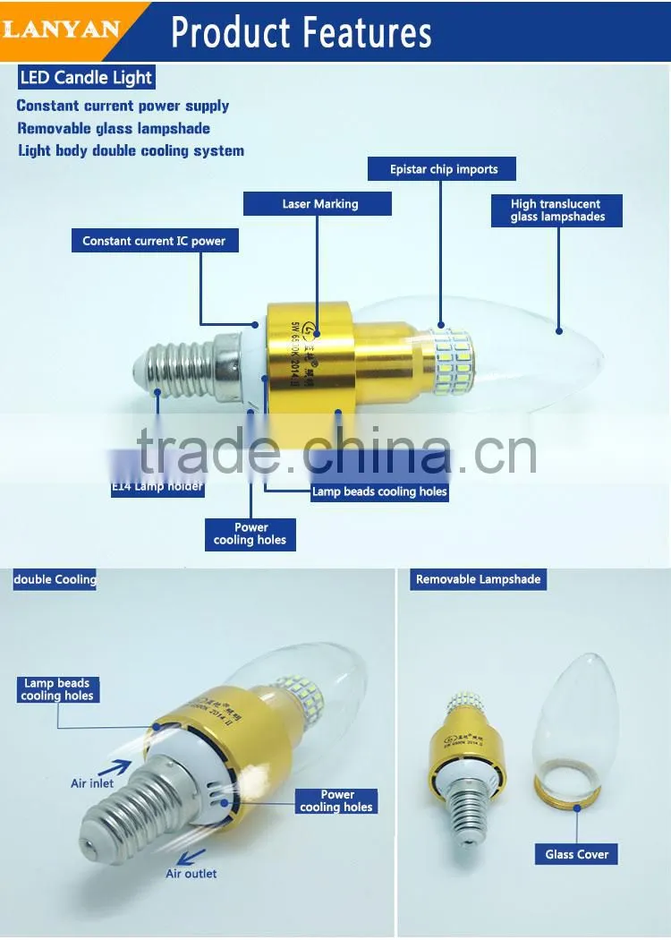 4w e12 candle lamp led with CE ROHS made in China, led candle bulb lamp 4w