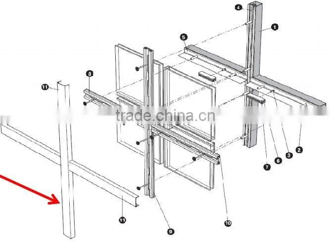 Unitized glass curtain wall