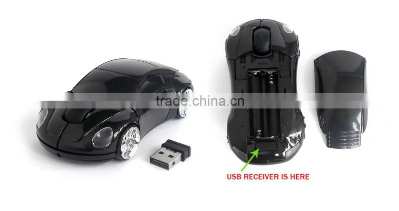 Car USB 2.4G 1200dpi 3D Optical Wireless Mouse Red Mice For PC Laptop