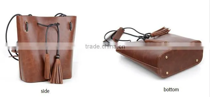 European style lady random belt bags long bucket shoulder bags