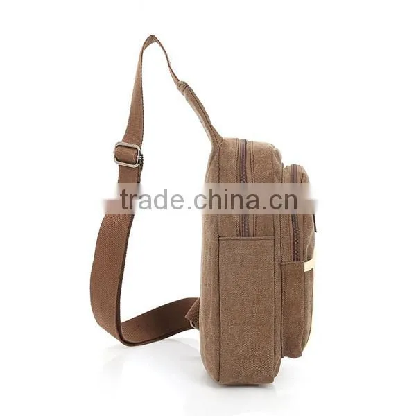 Trendy tactical qualified portable canvas chest bag with compartment