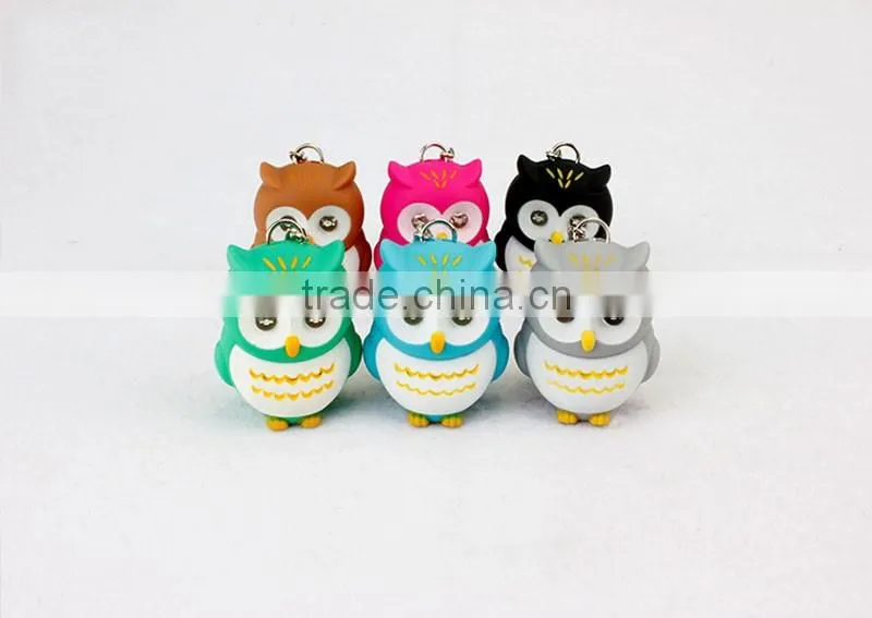 Plastic LED Owl Keychains with Sound