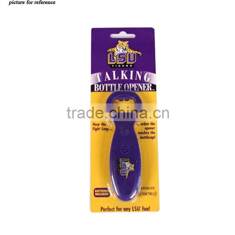 promotional gift talking electronic battery operated sound bottle opener with sound module