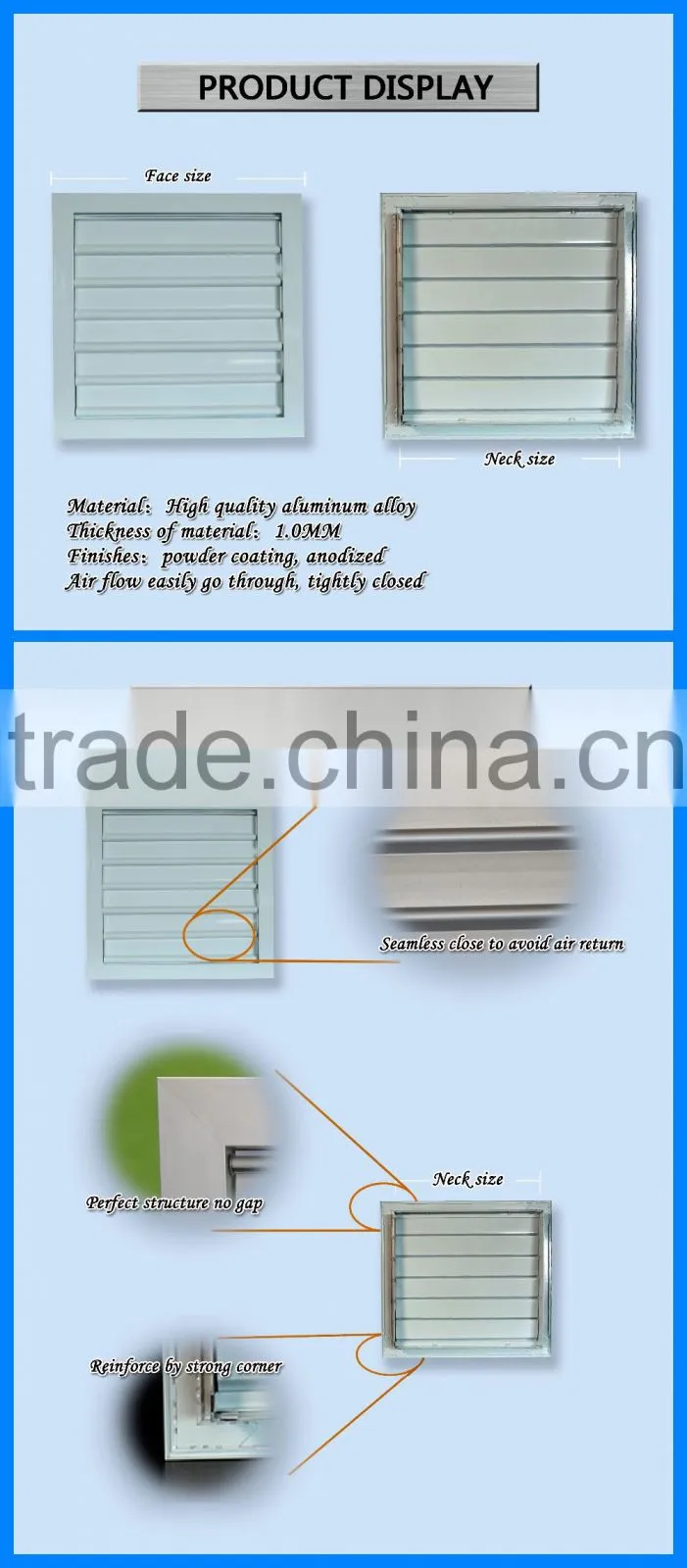 Aluminum louver for HVAC system