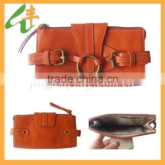 fashion women leather wallet with buckle