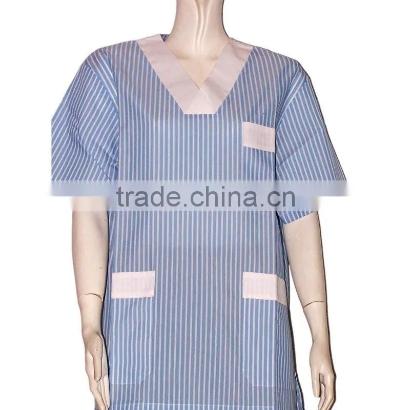 Wholesale Sanitary Garments Good Quality V-neck Stripes Scrubs Made in China