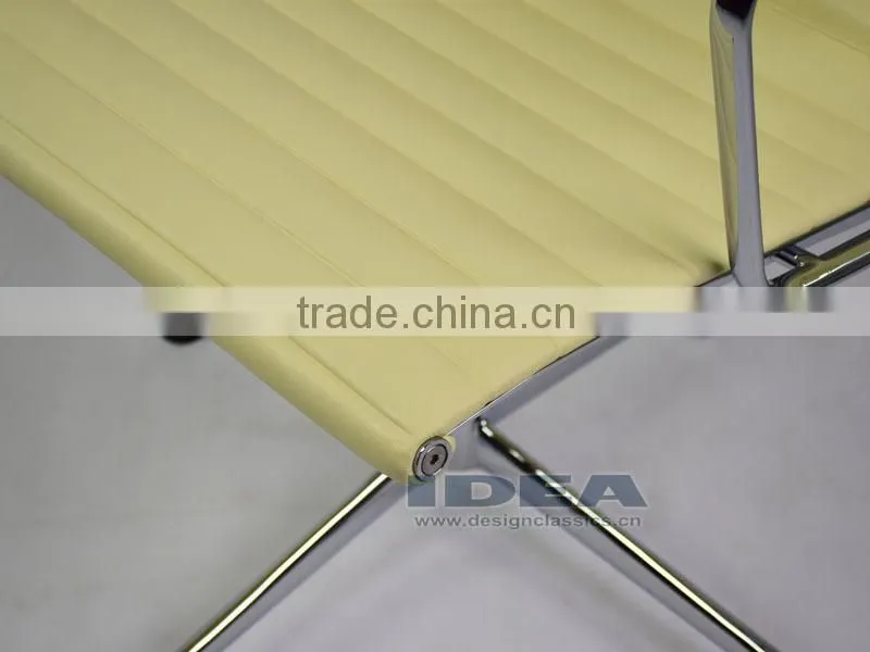 Replica Charles Low Back Ribbed meeting Chair - Cream White Color Genuine Leather
