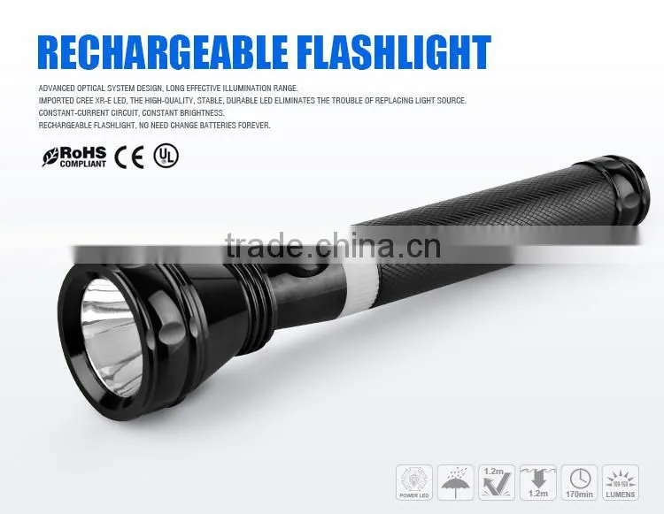 cheap high power long distance aluminum portable The Middle East LED rechargeable flashlight torch - JD129 Keen