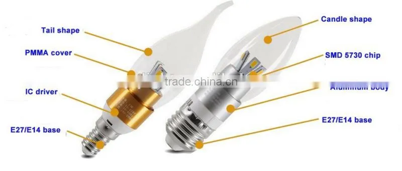 LED SMD Candle Bulb 3W,4W,5W